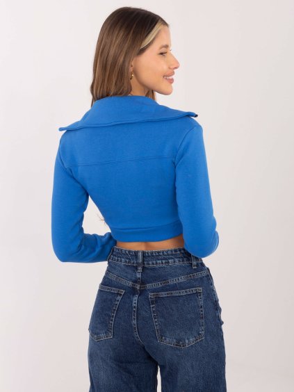 MODRÁ DÁMSKÁ CROP MIKINA NA ZIP (Velikost S/M)