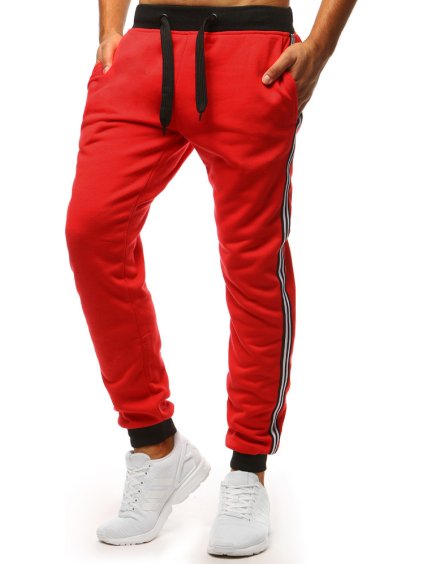 ČERVENÉ TEPLÁKY S PRUHY NA BOCÍCH (Velikost M)