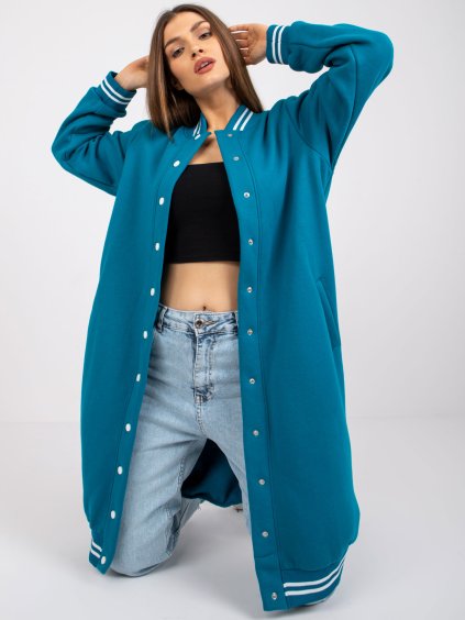 MODRÁ DLOUHÁ MIKINA AOSTA  VE STYLU BOMBERU (Velikost S/M)