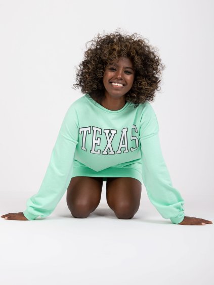 MINTOVÁ MIKINA POPPY  S NÁPISEM "TEXAS"