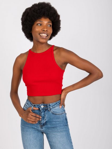 ČERVENÝ ŽEBROVANÝ CROP TOP MARGO