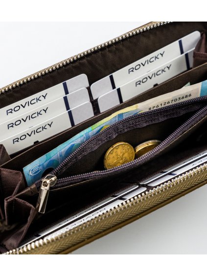 DAVID JONES KHAKI PENĚŽENKA SE STRUKTUROU ZVÍŘECÍ KŮŽE Z011