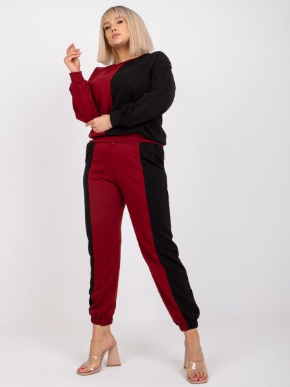VÍNOVO-ČERNÁ TEPLÁKOVÁ SOUPRAVA AMISHI (Velikost L/XL)