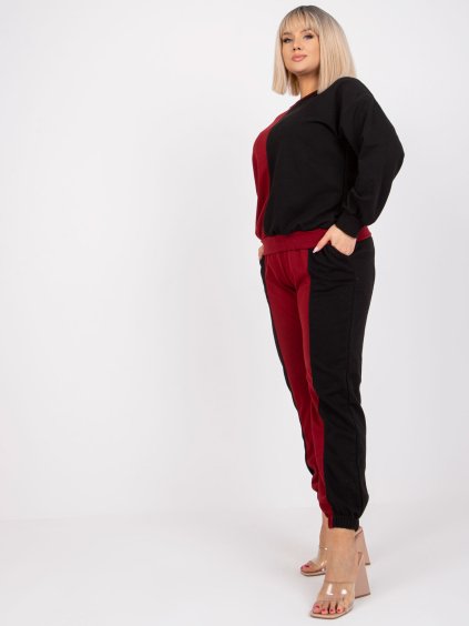 VÍNOVO-ČERNÁ TEPLÁKOVÁ SOUPRAVA AMISHI (Velikost L/XL)