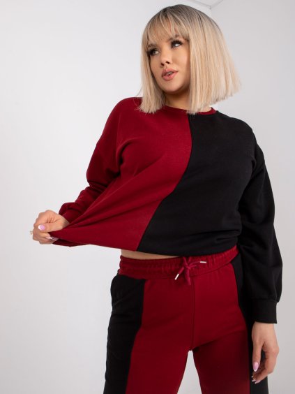 VÍNOVO-ČERNÁ TEPLÁKOVÁ SOUPRAVA AMISHI (Velikost L/XL)