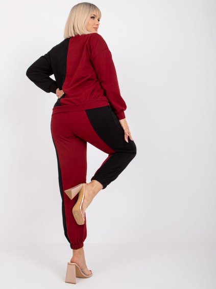 VÍNOVO-ČERNÁ TEPLÁKOVÁ SOUPRAVA AMISHI (Velikost L/XL)