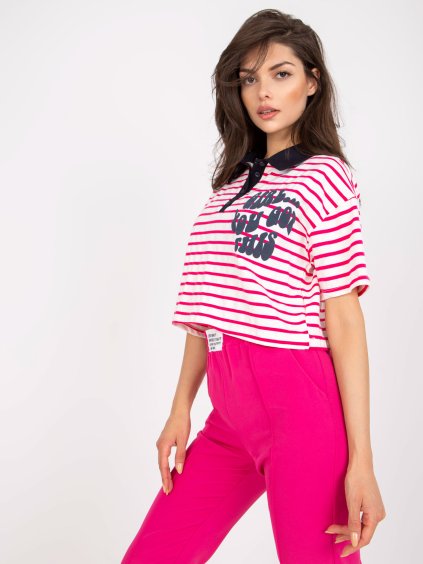 BÍLO-RŮŽOVÝ POLO CROP TOP "GIRL... YOU GOT THIS"