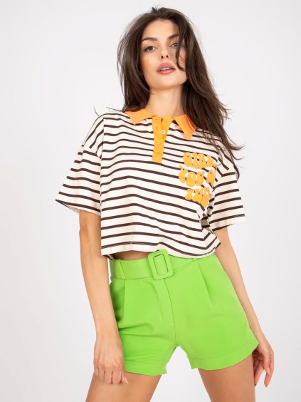 HNĚDO-ŽLUTÝ POLO CROP TOP "GIRL... YOU GOT THIS"