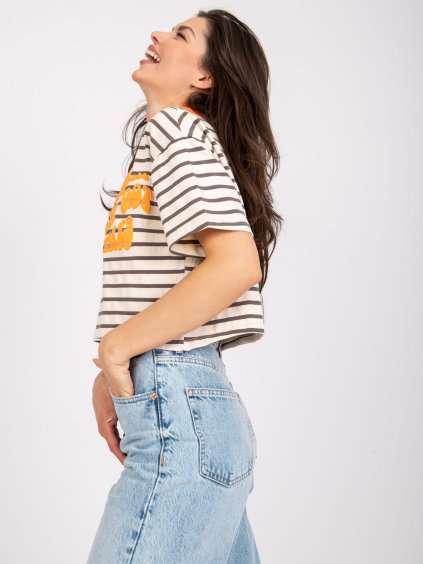 BÉŽOVO-ŽLUTÝ POLO CROP TOP "GIRL... YOU GOT THIS" (Velikost ONE SIZE)