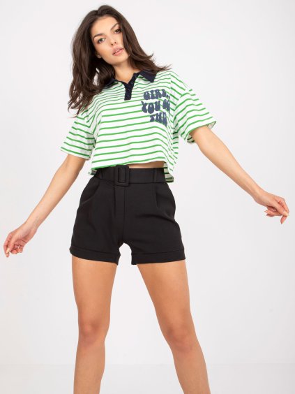 BÍLO-ZELENÝ POLO CROP TOP "GIRL... YOU GOT THIS"