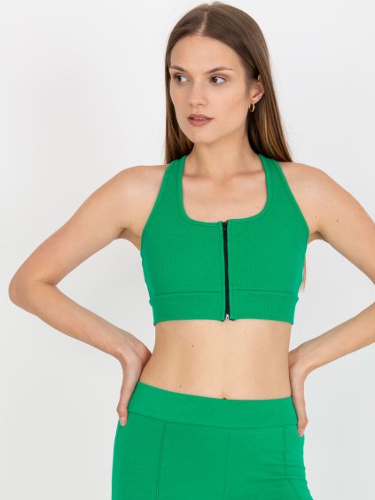 ZELENÝ CROP TOP NA ZIP