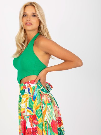 ZELENÝ CROP TOP S HOLÝMI ZÁDY