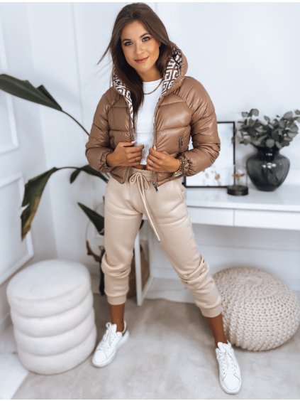 HNĚDÁ OBOUSTRANNÁ CROP BUNDA HERMES