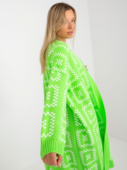 NEONOVĚ ZELENÝ DLOUHÝ OVERSIZED KARDIGAN