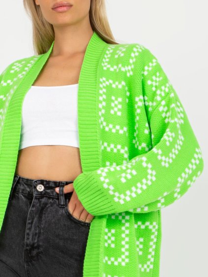 NEONOVĚ ZELENÝ DLOUHÝ OVERSIZED KARDIGAN