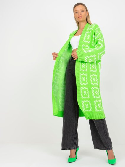 NEONOVĚ ZELENÝ DLOUHÝ OVERSIZED KARDIGAN (Velikost ONE SIZE)
