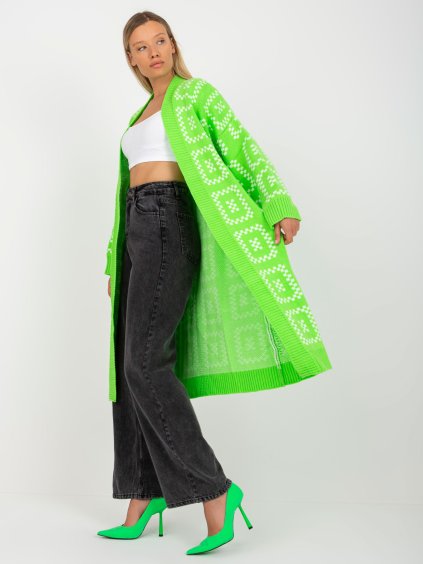 NEONOVĚ ZELENÝ DLOUHÝ OVERSIZED KARDIGAN (Velikost ONE SIZE)