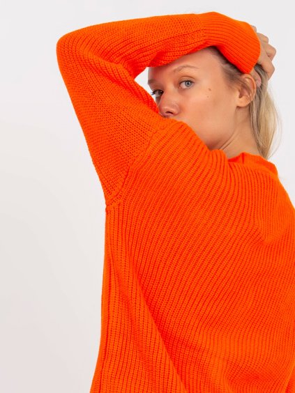 ORANŽOVÝ JEMNÝ PLETENÝ SVETR NA KNOFLÍKY (Velikost ONE SIZE)