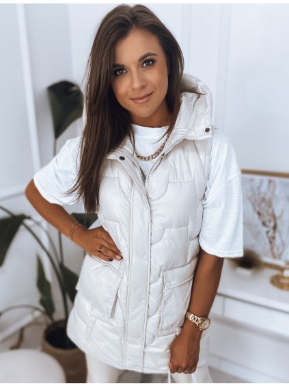 BÍLÁ LESKLÁ PROŠÍVANÁ VESTA WENDY