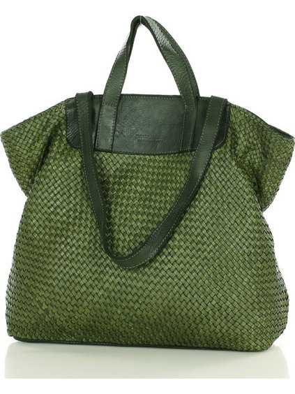 MARCO MAZZINI ZELENÁ PLETENÁ SHOPPER BAG