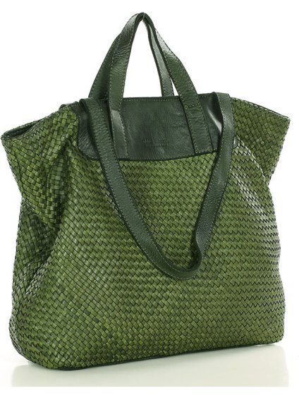 MARCO MAZZINI ZELENÁ PLETENÁ SHOPPER BAG