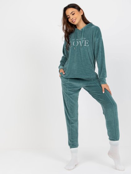 MODRO-ZELENÉ VELUROVÉ PYŽAMO (Velikost S)