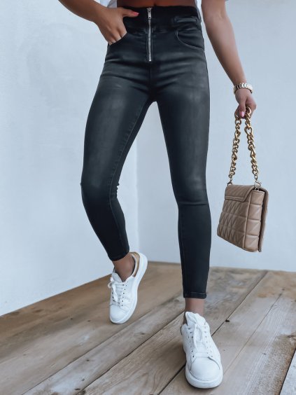 ČERNÉ DÁMSKÉ SKINNY DŽÍNY S VYSOKÝM PASEM