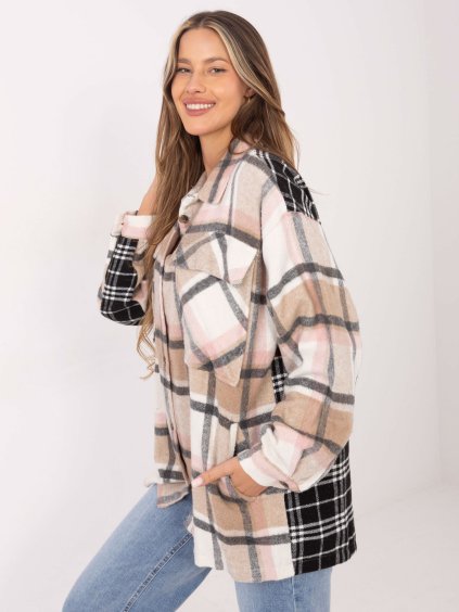 ČERNO-BÉŽOVÁ DÁMSKÁ KÁROVANÁ KOŠILE (Velikost ONE SIZE)