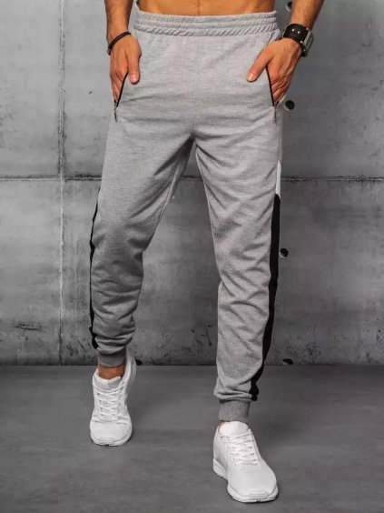 SVĚTLE ŠEDÉ PÁNSKÉ TEPLÁKY S PRUHEM (Velikost M)