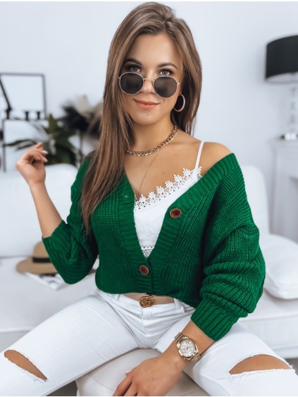 ZELENÝ SVETR MINSTRAL NA KNOFLÍKY (Velikost ONE SIZE)