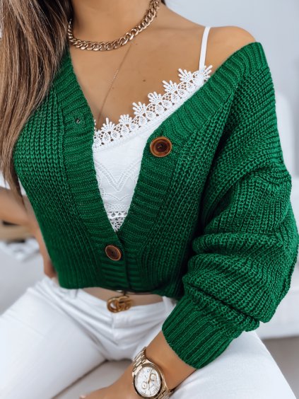 ZELENÝ SVETR MINSTRAL NA KNOFLÍKY (Velikost ONE SIZE)