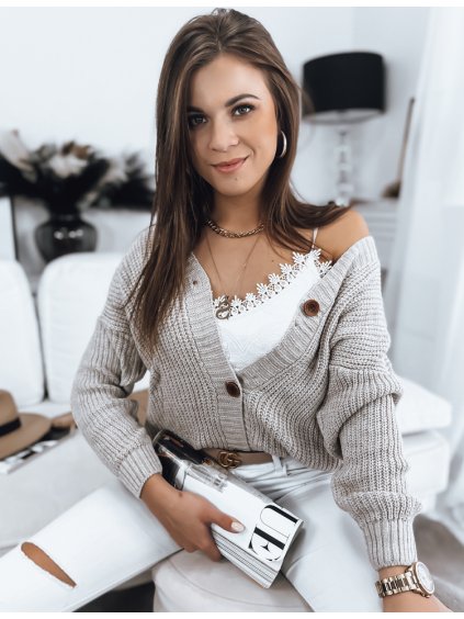 KRÉMOVÝ SVETR MINSTRAL NA KNOFLÍKY