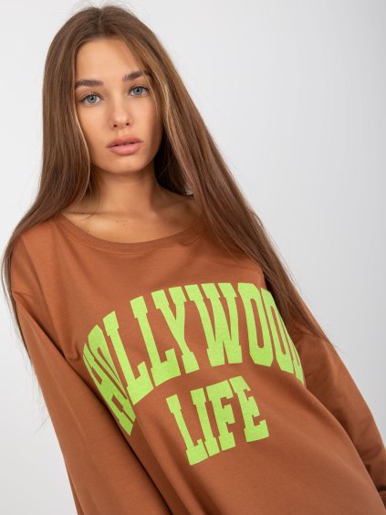 MIKINOVÉ ŠATY HOLLYWOOD LIFE - KARAMELOVÁ/LIMETKOVÁ