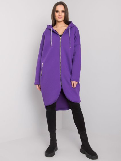 FIALOVÁ DÁMSKÁ DLOUHÁ MIKINA NA ZIP (Velikost S/M)