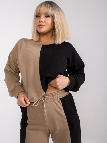 ČERNO-BÉŽOVÁ TEPLÁKOVÁ SOUPRAVA AMISHI (Velikost L/XL)