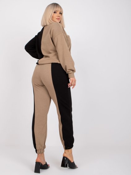 ČERNO-BÉŽOVÁ TEPLÁKOVÁ SOUPRAVA AMISHI (Velikost L/XL)