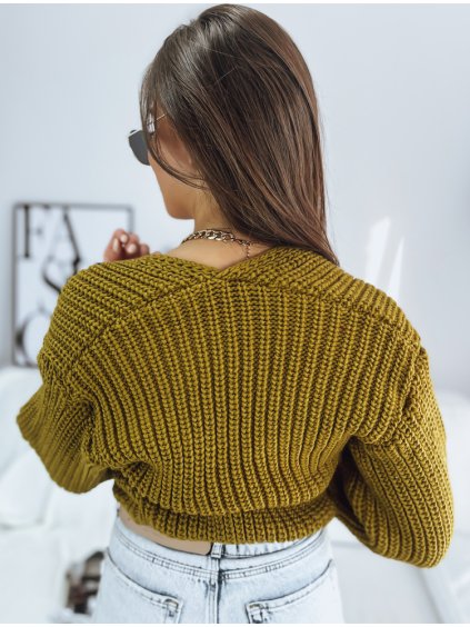 KHAKI KRÁTKÝ SVETR NA KNOFLÍKY NUTI (Velikost ONE SIZE)