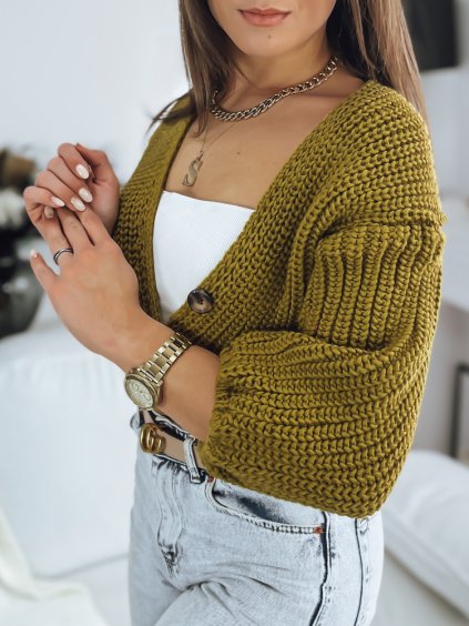 KHAKI KRÁTKÝ SVETR NA KNOFLÍKY NUTI (Velikost ONE SIZE)