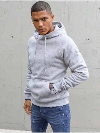 SVĚTLE ŠEDÁ BASIC MIKINA S KAPUCÍ