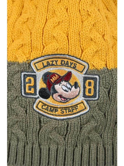 MICKEY MOUSE HOŘČICOVO-KHAKI PLETENÁ ČEPICE