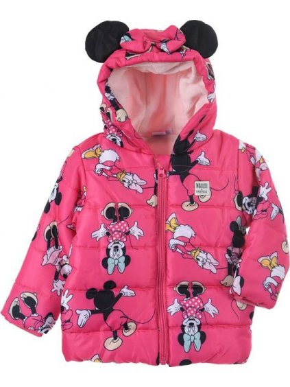 TEPLÁ ZIMNÍ BUNDA DISNEY MINNIE MOUSE - TMAVĚ RŮŽOVÁ