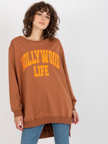 MIKINOVÉ ŠATY HOLLYWOOD LIFE - HNĚDÁ/ORANŽOVÁ