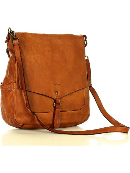 MARCO MAZZINI KARAMELOVÁ CROSSBODY Z PŘÍRODNÍ KŮŽE