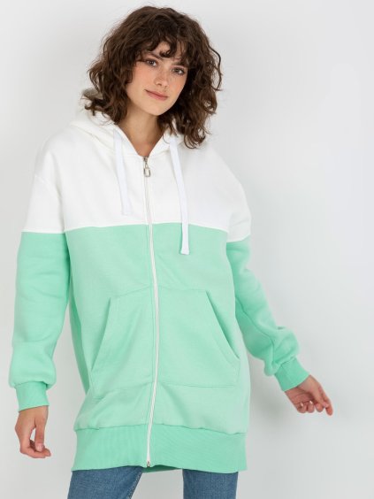 BÍLO-MINTOVÁ DÁMSKÁ MIKINA NA ZIP