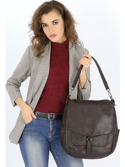 MARCO MAZZINI TMAVĚ HNĚDÁ CROSSBODY Z PŘÍRODNÍ KŮŽE