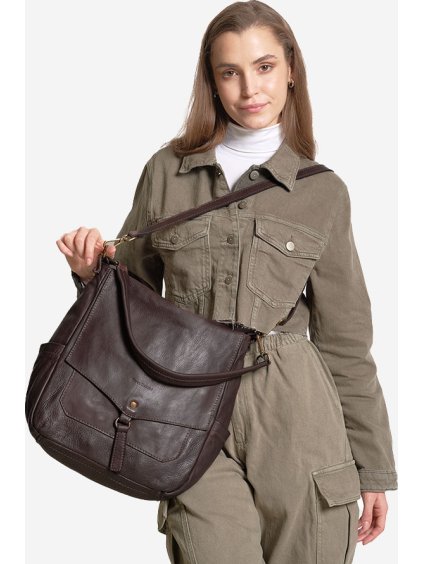 MARCO MAZZINI TMAVĚ HNĚDÁ CROSSBODY Z PŘÍRODNÍ KŮŽE
