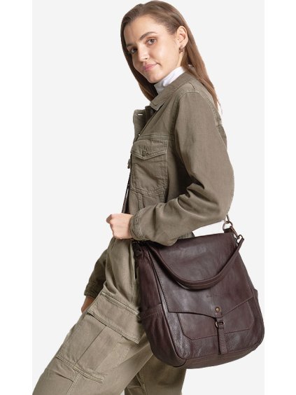MARCO MAZZINI TMAVĚ HNĚDÁ CROSSBODY Z PŘÍRODNÍ KŮŽE