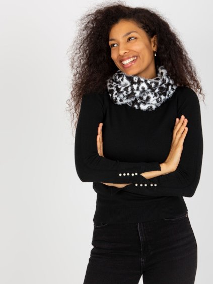 BÍLO-ČERNÁ VZOROVANÁ CHLUPATÁ ŠÁLA (Velikost ONE SIZE)