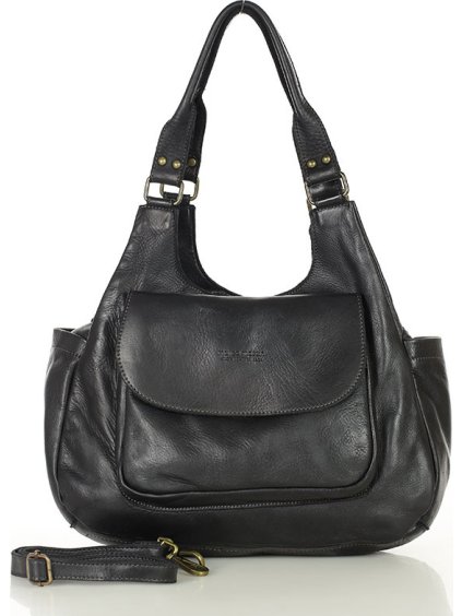 MARCO MAZZINI  ČERNÁ KOŽENÁ RETRO KABELKA (Velikost ONE SIZE)