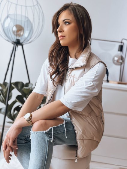 BÉŽOVÁ PROŠÍVANÁ VESTA HOLO